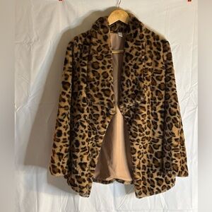 Leopard Print Faux Fur Coat